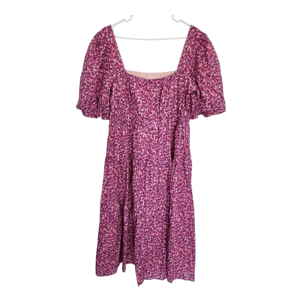 Hyacinth‎ House XXL Floral Print Square Neck Puff Sleeve Mini Dress Cottagecore